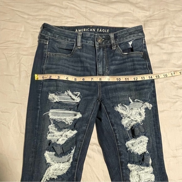 AE 360 Next Lvl Strtch Hi-Rise Jeggings Distressed Sz 4 - Picture 9 of 11